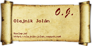 Olejnik Jolán névjegykártya